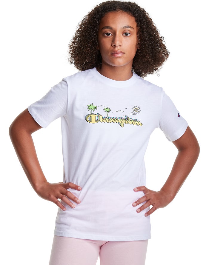 Champion Classic Relaxation T-Shirt Meisjes - Wit - Belgie 1530OIJZK